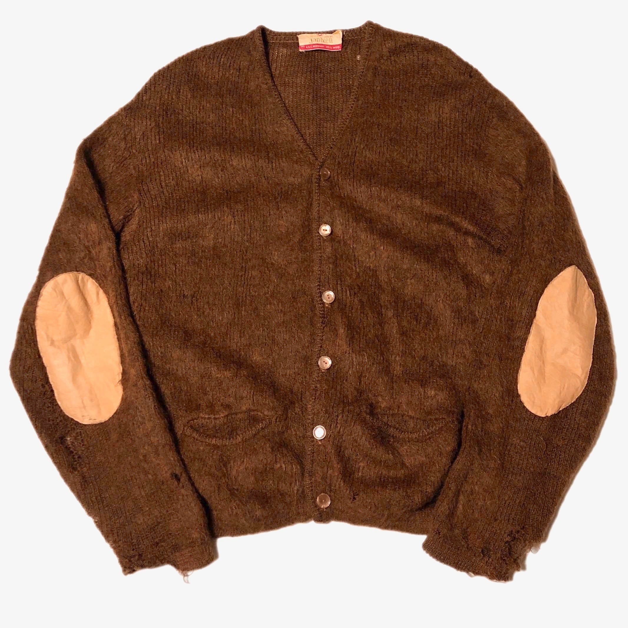 60s JANTZEN モヘア カーディガン ニット ブラウン【XL】 ボロ 60s JANTZEN モヘア カーディガン ニット ブラウン【XL】 ボロ
