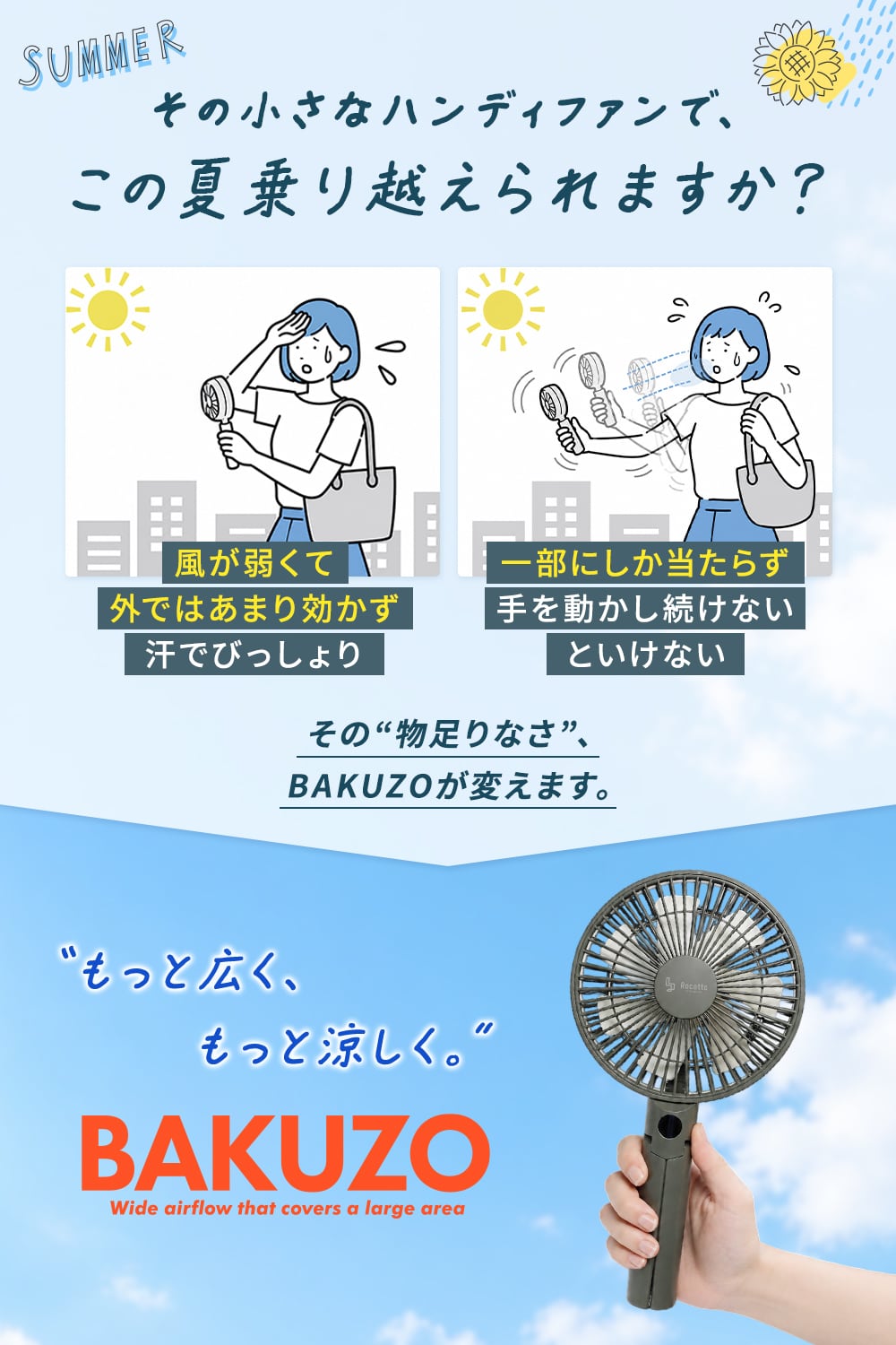 Rocotto 【BAKUZO】 ハンディファン | MRG JAPAN Direct