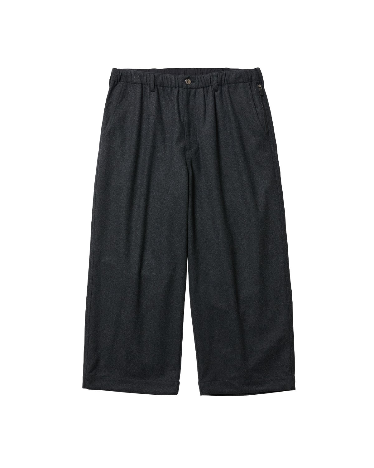 EVISEN / 2-WAY WOOL WIDE PANTS / CHAROAL