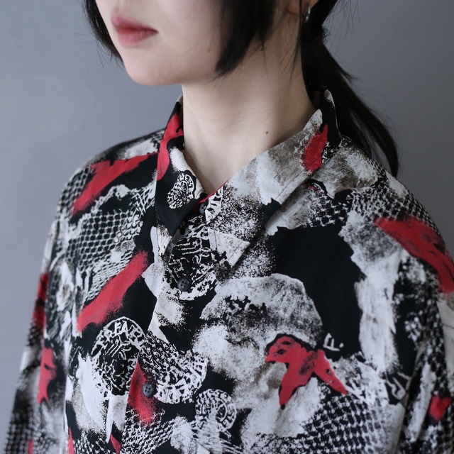 dark coloring art full pattern over silhouette shirt