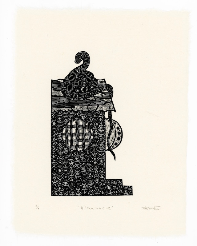 田中彰 TANAKA Sho ［Almanac-2］2024 woodcut/sheet