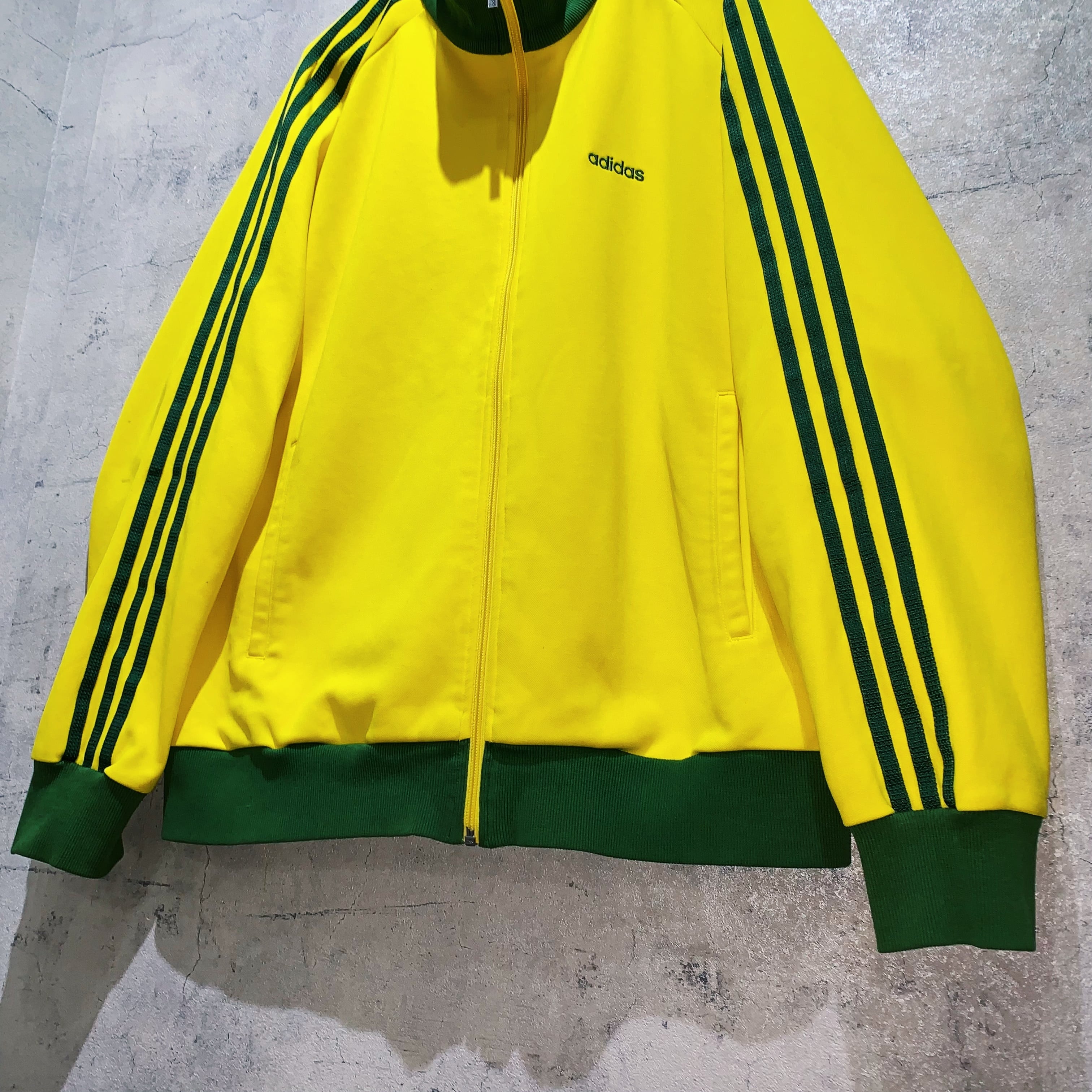 ADIDAS”yellow×green switching color rib stand neck track jacket | ayne