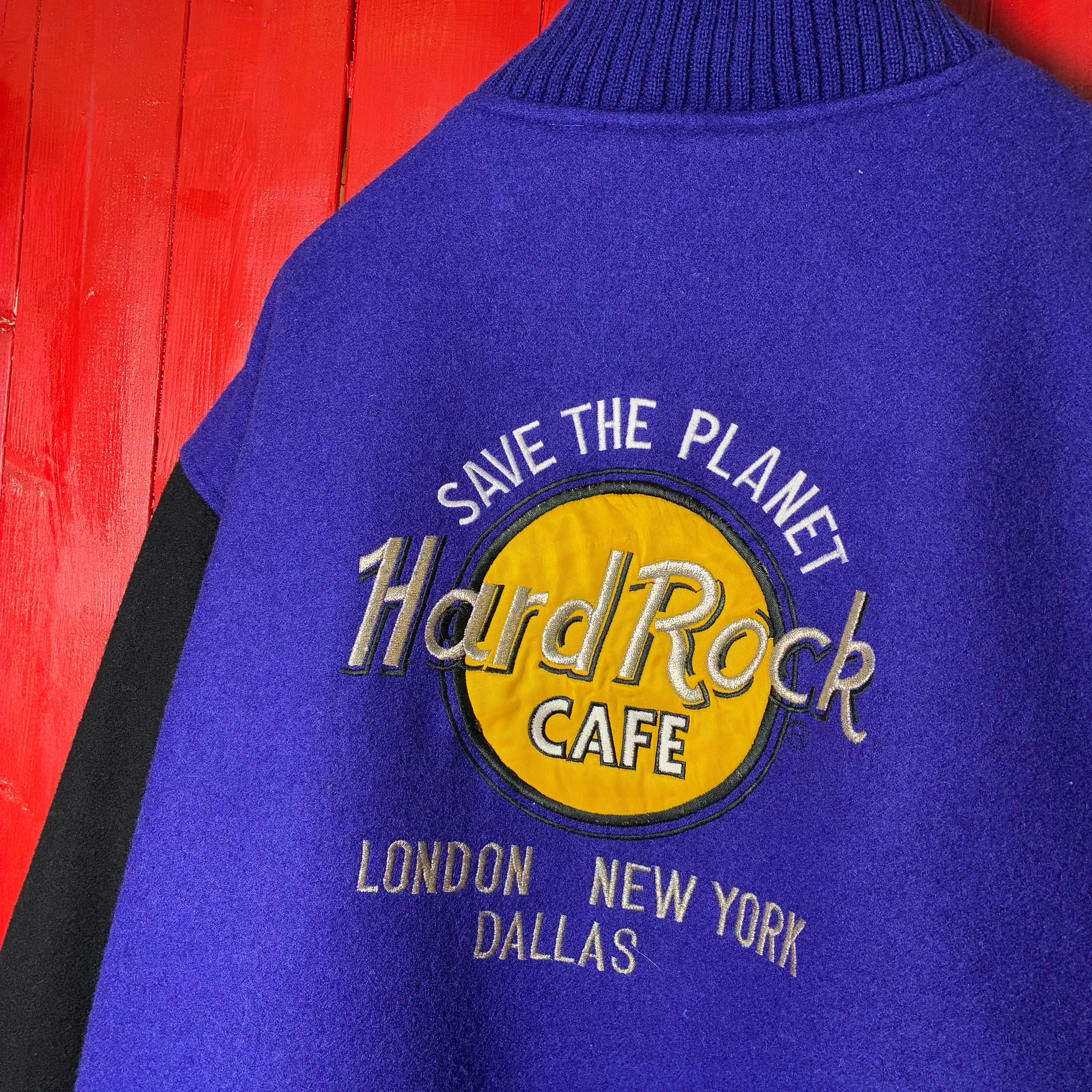 Hard Rock Cafe ウールスタジャン 紫×黒 刺繍 ハードロックカフェ