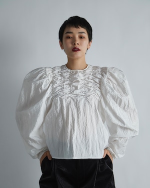 Gather Nylon Blouse(WHITE)