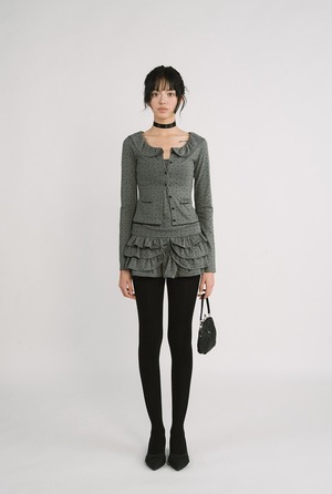 [threetimes] Lolly picot cardigan (charcoal) 正規品 韓国ブランド 韓国通販 韓国代行 韓国ファッション スリータイムズ three times 日本 店舗