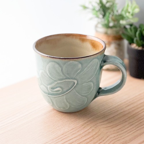 （2）【仲間陶房】やちむん／仲間功／綺麗なターコイズブルー【マグカップ：うふどうブルー】