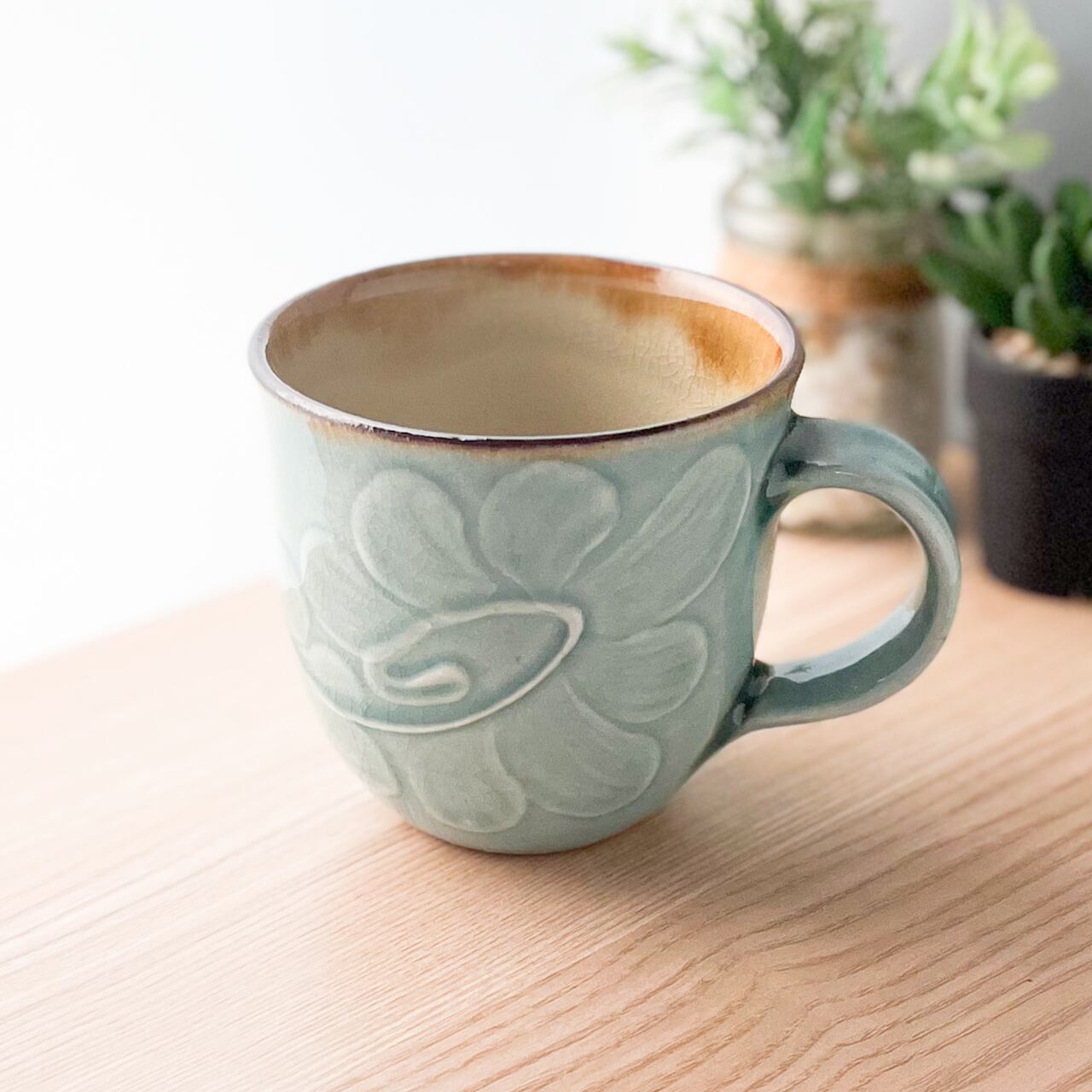 (2)【仲間陶房】やちむん/仲間功/綺麗なターコイズブルー【マグカップ:うふどうブルー】