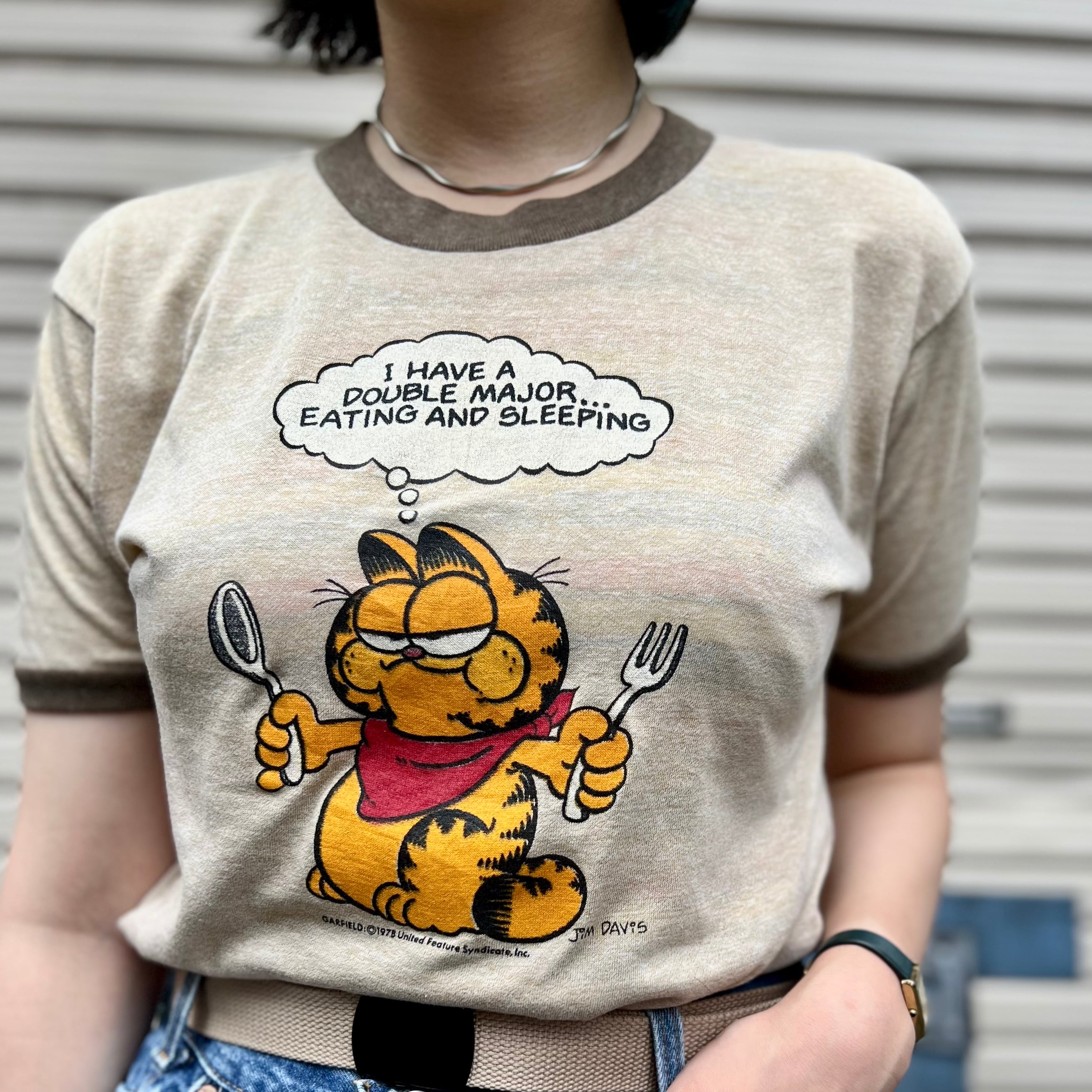 USA製 80年代 size : M(38-40) ガーフィールド リンガーTシャツ