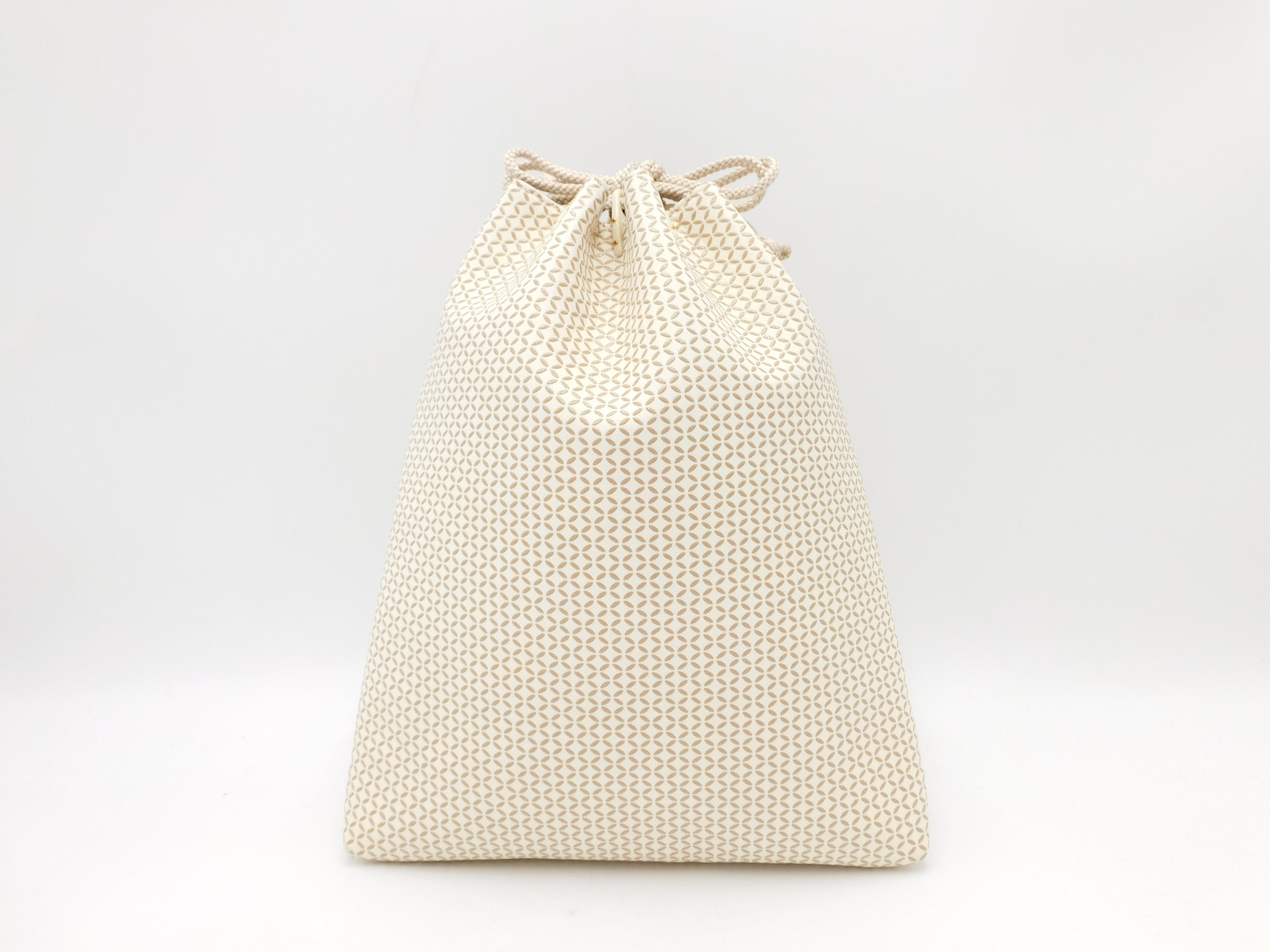 合切袋(大)白/黄 七宝繋ぎ柄