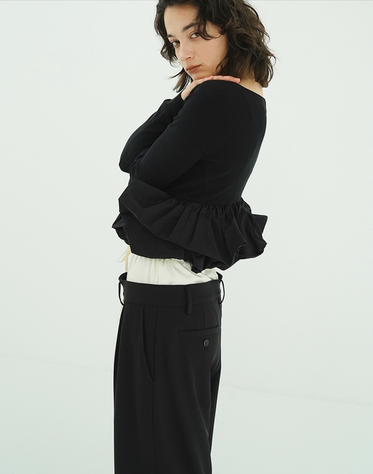 CLANE W BALLOON SHORT KNIT TOPS 3色展開