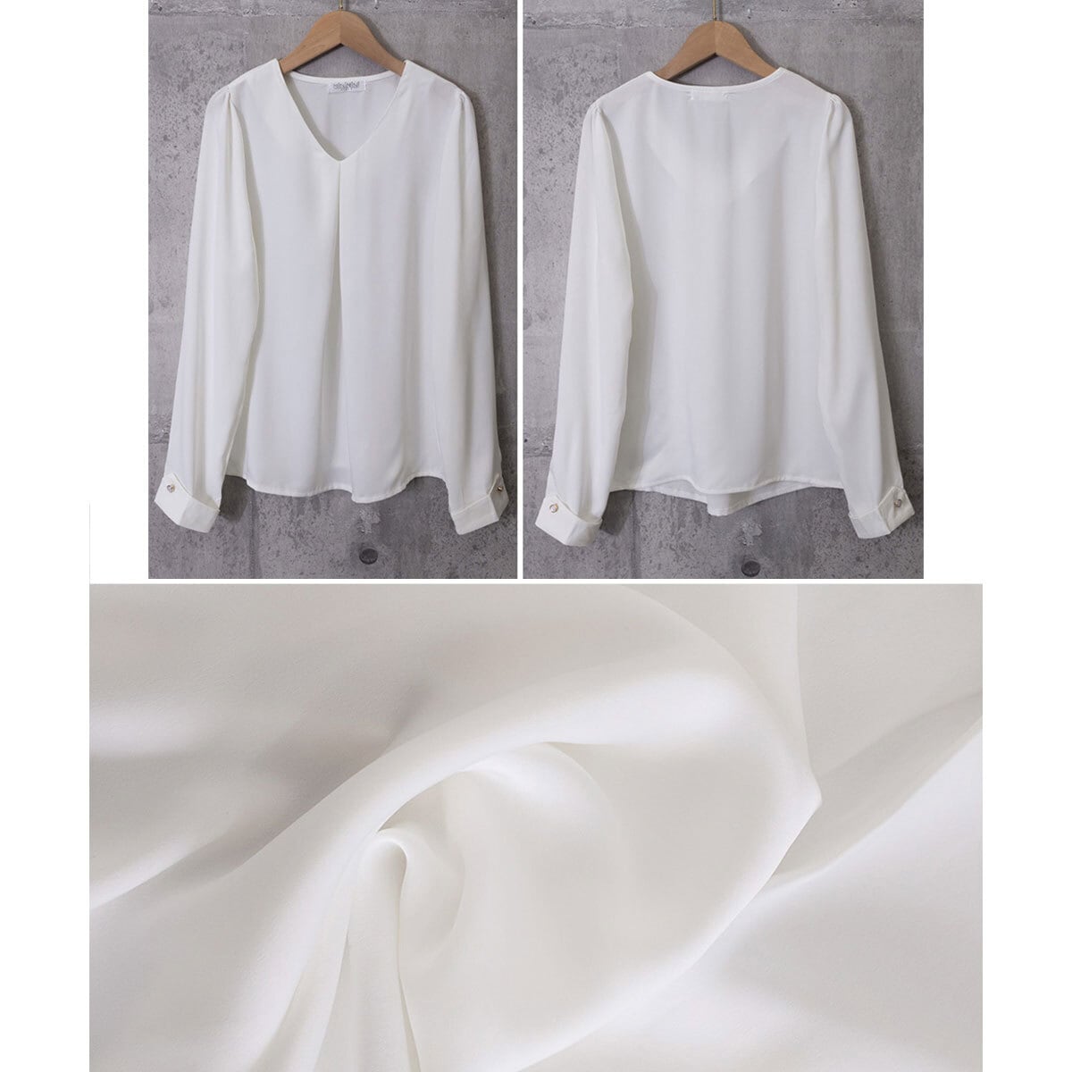 シフォン ブラウス Vネック レディース 春秋 タック きれいめ 大人 通勤 ビジネス オフィス OL 参観日 入学式 卒業式 入園式 卒園式 光沢 体型カバー シンプル 大人可愛い 大人女子