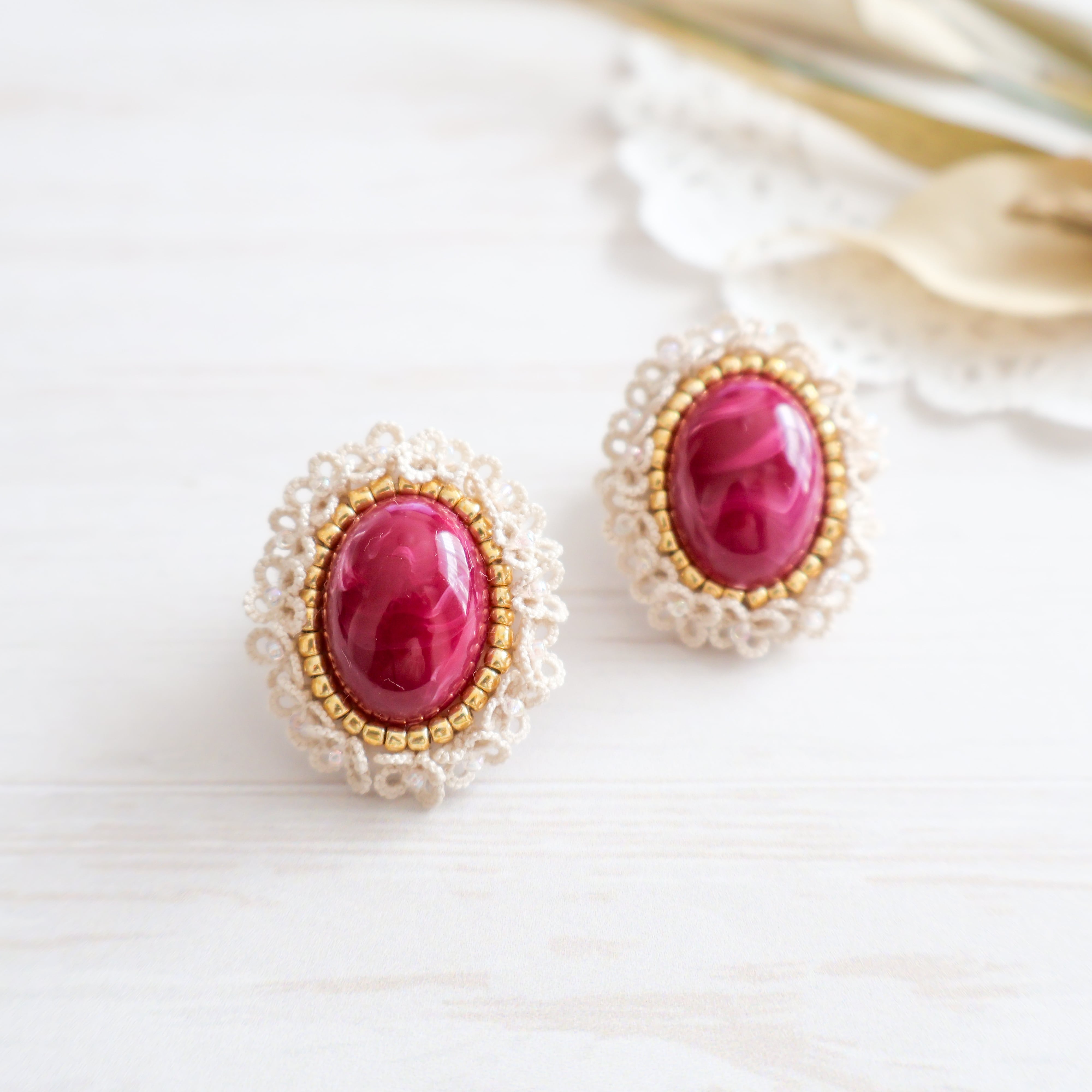 Classical】ボルドー アクセサリー レディース ピアス イヤリング 金属