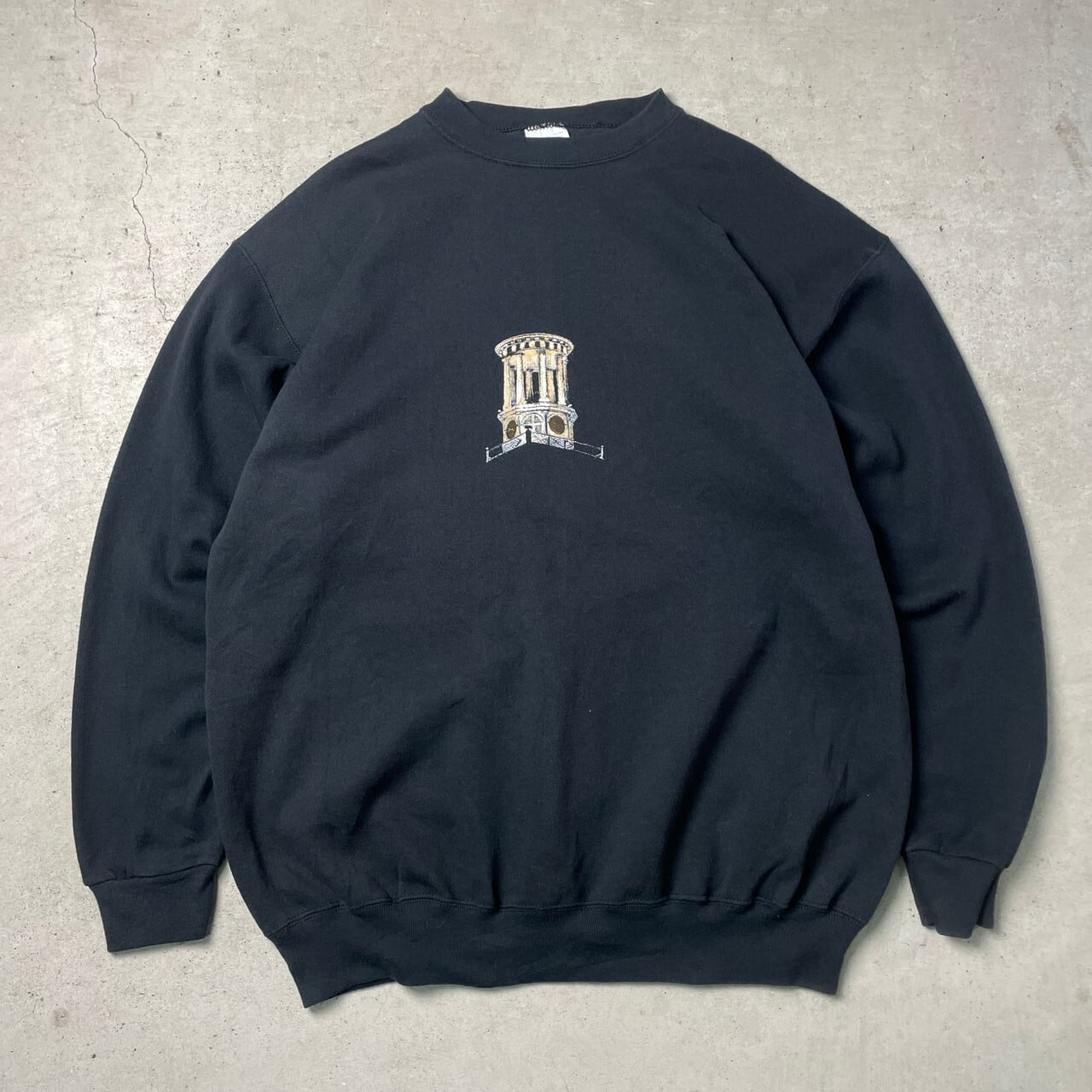 90年代 USA製 ハンドペイント 塔 アート プリント スウェットシャツ