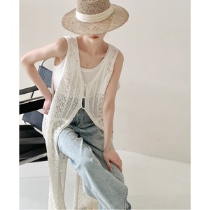 knit long vest　103031