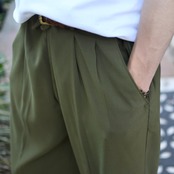 NEW・GEN  drape silhouette wide 2tuck slacks khaki