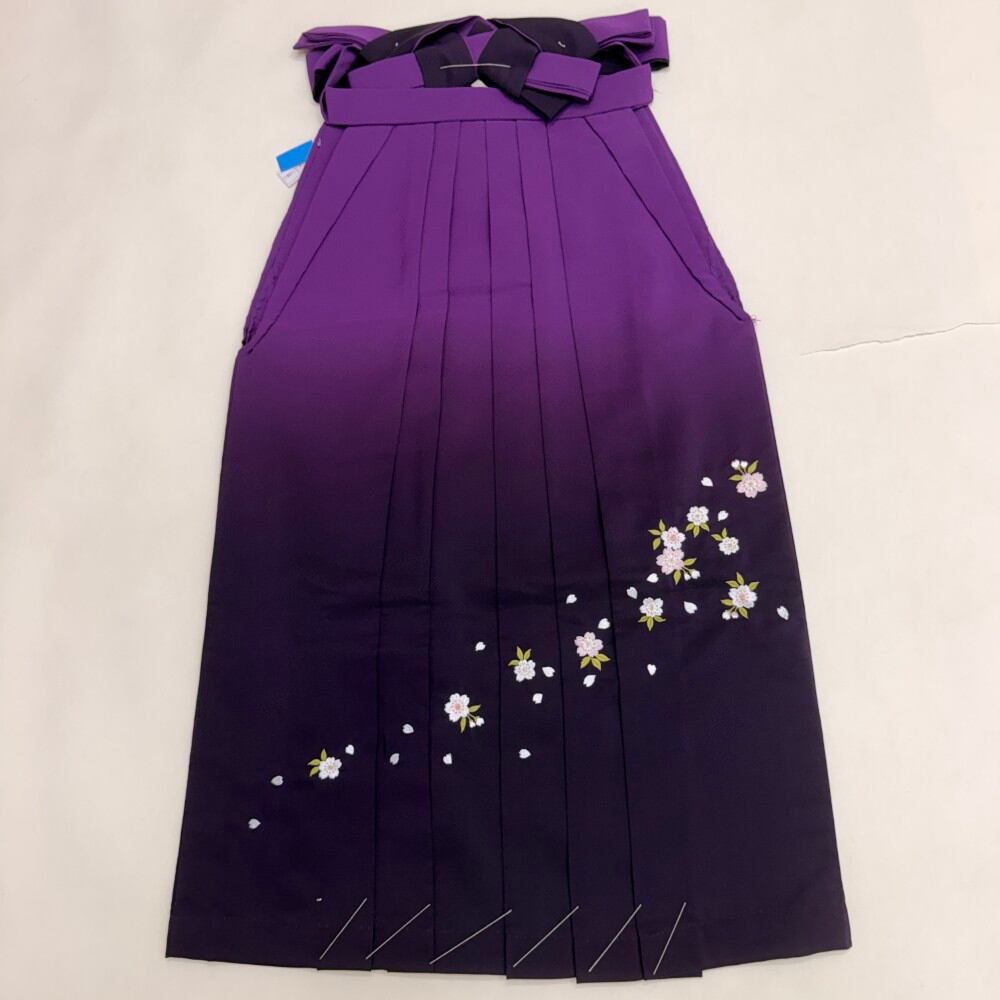 袴 S size 紐下丈87cm 行灯袴 卒業袴 女性用袴 紫 ぼかし 刺繍 中古 5860
