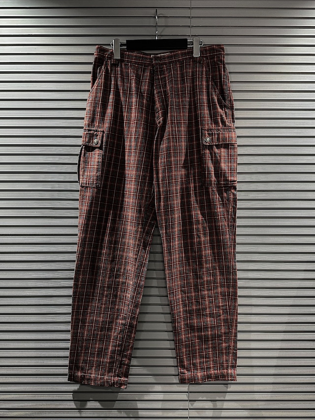 【X VINTAGE】Checkered Design Tapered Cargo Trousers