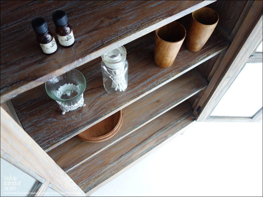 チーク飾り棚ER/BALQ ショーケース 食器棚 ガラスケース キャビネット