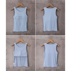 リボン付き タンクトップ カップ付き レディース 春夏 韓国 ブラトップ インナー トップス おしゃれ 大人 かわいい きれいめ カジュアル フェミニン ノースリーブ ノンワイヤー 大人可愛い 大人女子