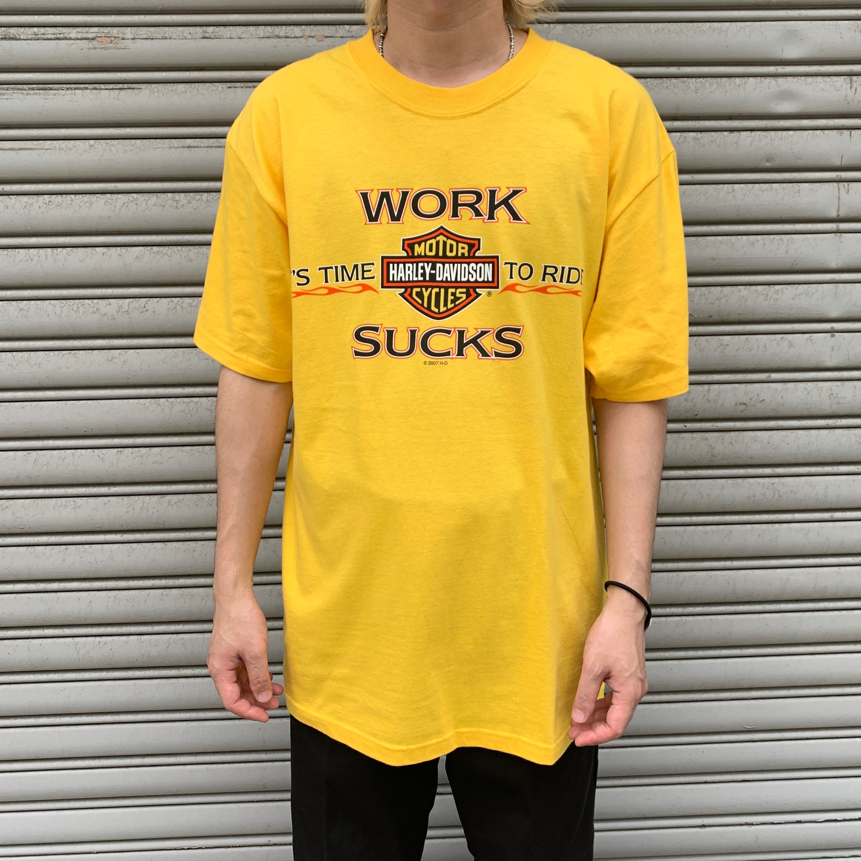 USA製 ハーレーダビッドソン 両面プリントTシャツ メッセージT