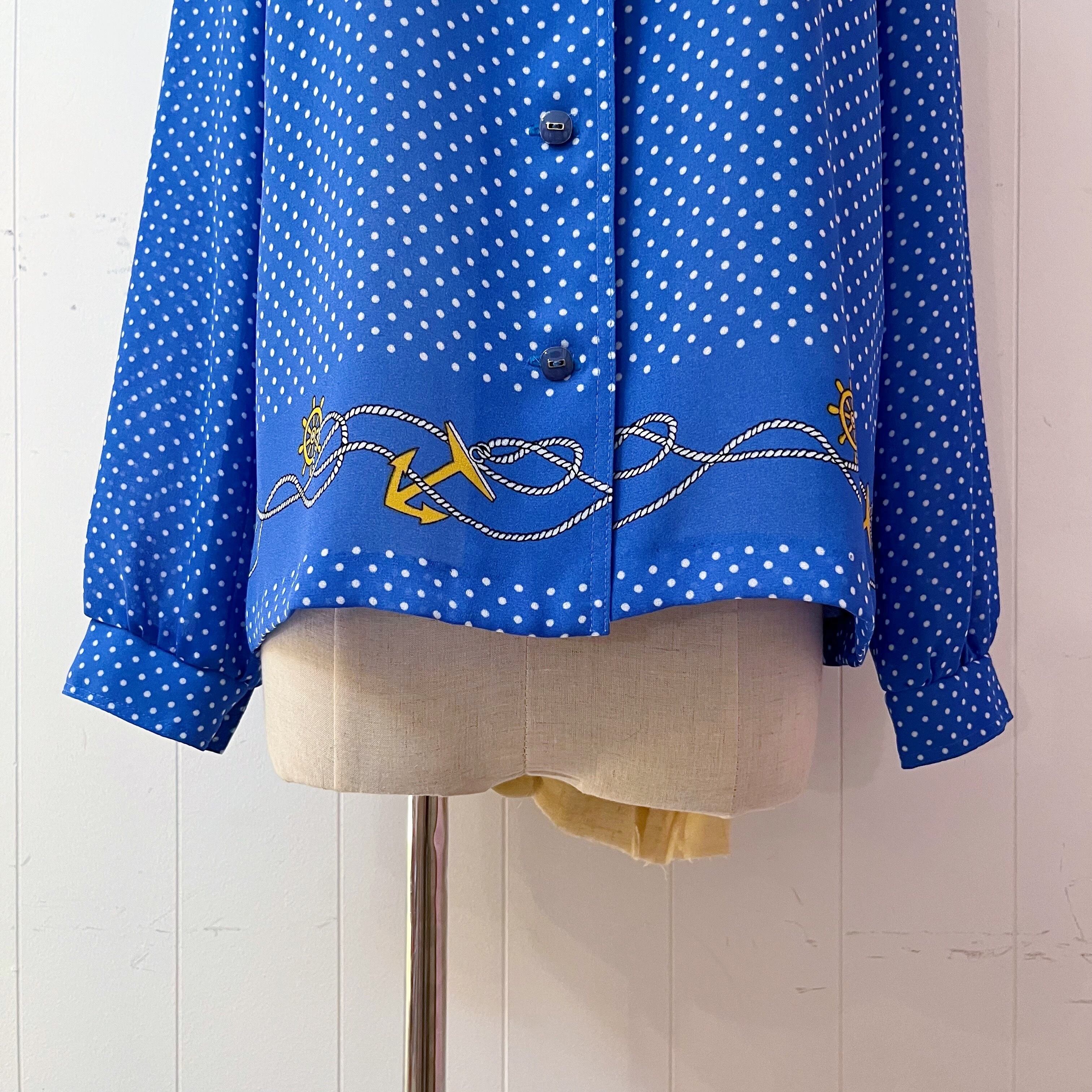 marine dot blue shirt