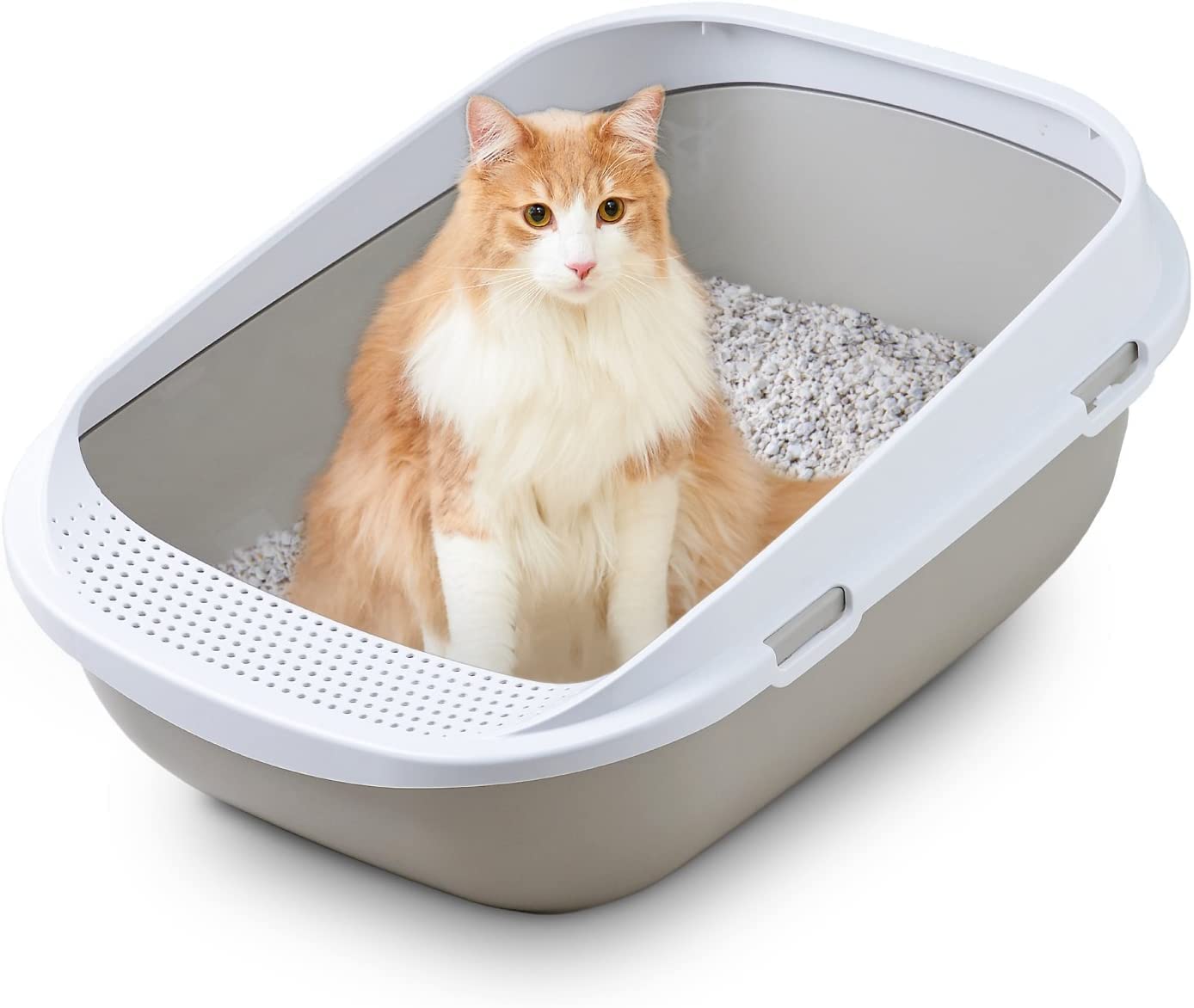 オーエフティー 【OFT】 メガトレー グレー 【 猫用 トイレ 本体 】 大きい猫 大きいトイレ ゆったり広々 飛び散り防止カバー付き サイズ(約) 幅48×奥65×高28.5cm