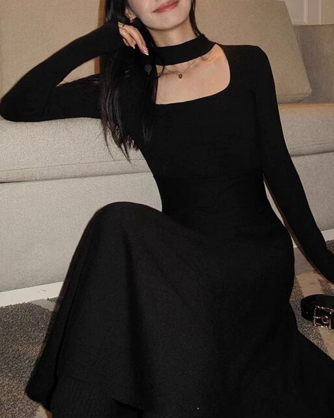 ホルタースクエアネックニットワンピース A24492