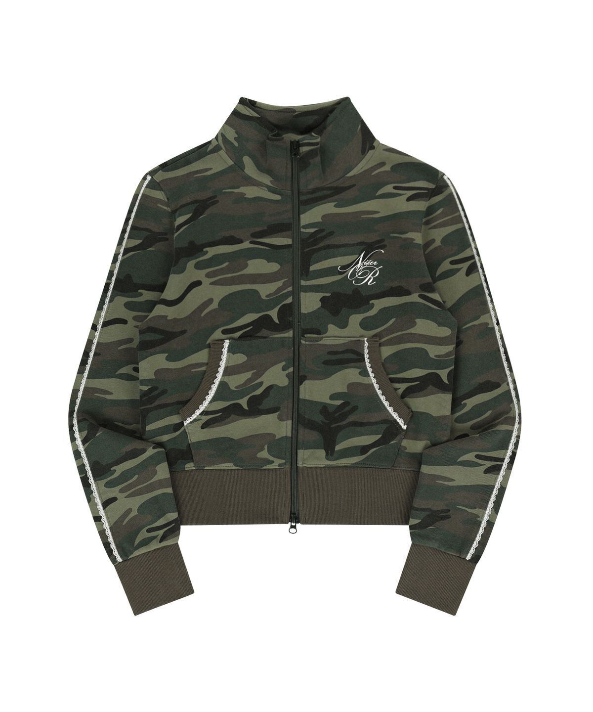 ☆IVE ガウル 着用！！【NIIER NOR】LACE CURVE TRACK ZIP-UP_CAMO