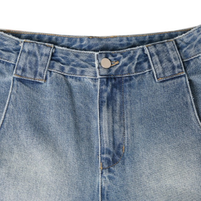 washed straight denim pants L0486
