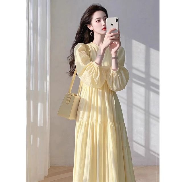 【ワンピース】 ワンピース レディース おしゃれ きれいめ 可愛い 春 夏 秋 ワンピース 20代 30代 40代 ロング ワンピース 春秋 ワンピースドレス 韓国 ワンピース ドレス ワンピース イエロー 黄色 ホワイト 白 S M L XL