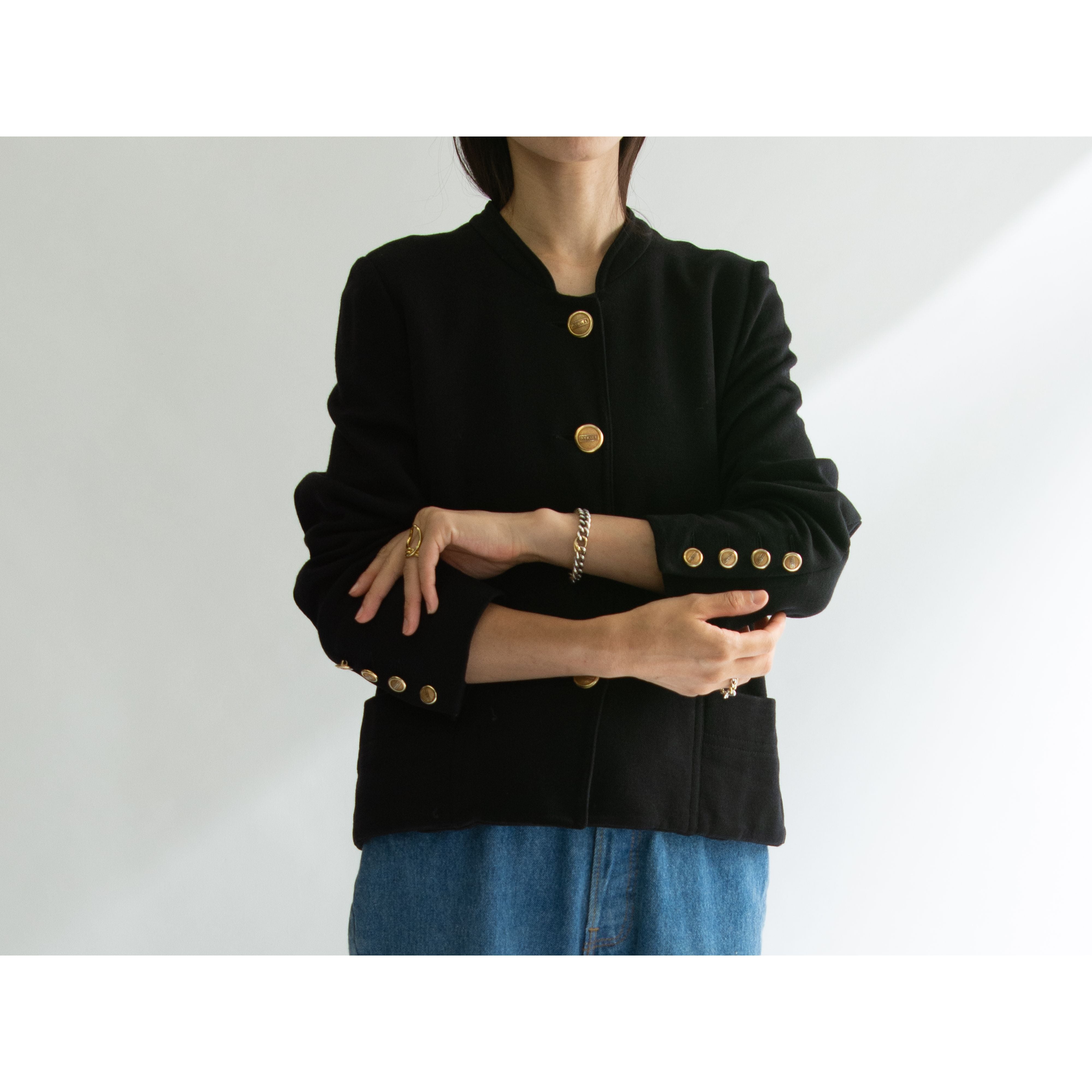 SONIA RYKIEL】Made in France 100%Wool Jersey Collarless Jacket ...