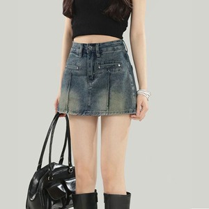 スカパン デニム ショートパンツ レディース 韓国 キュロット 大人 カジュアル おしゃれ ストリート系 原宿系 ハイウエスト 美脚 脚長 大人可愛い 大人女子