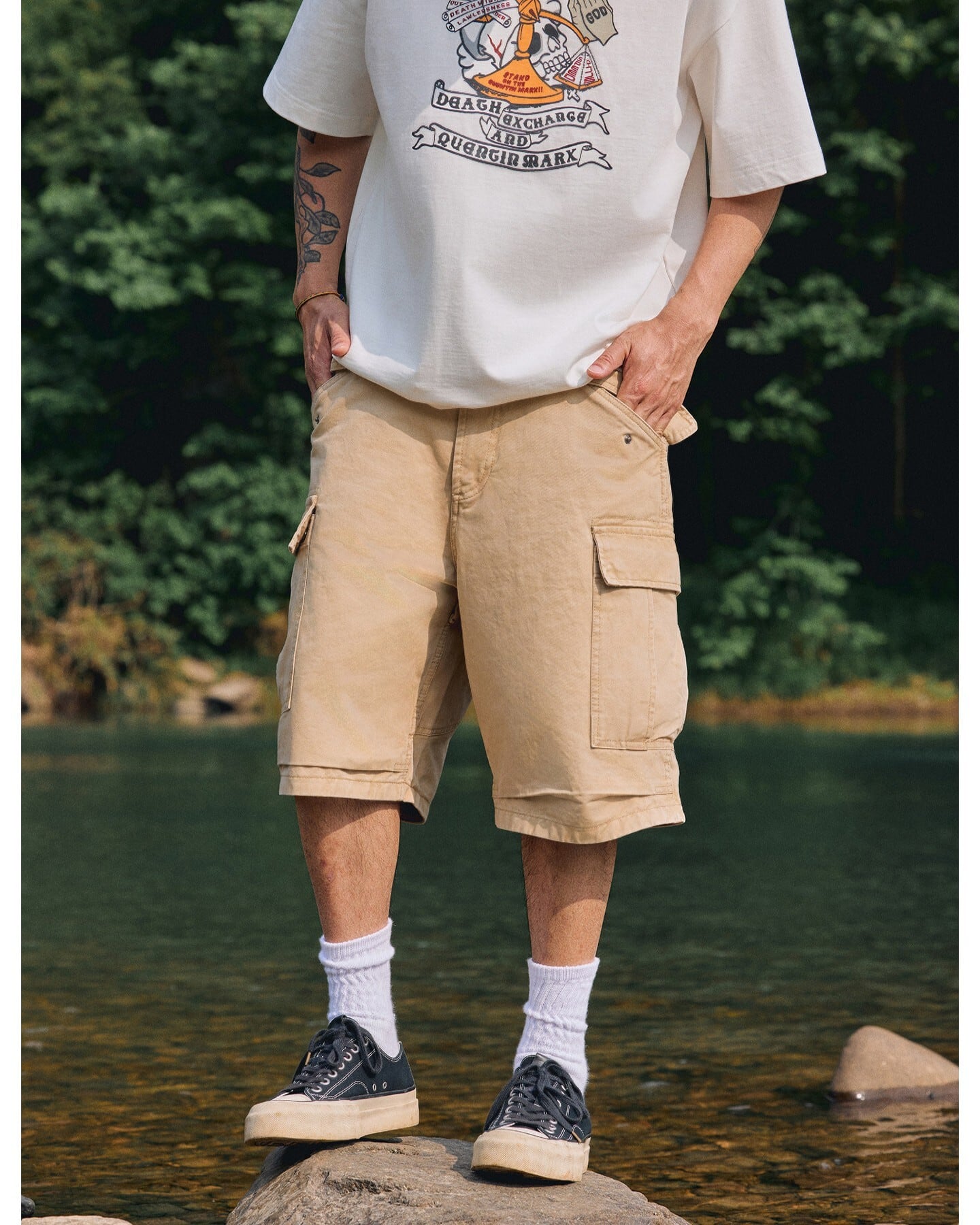 Waist Elastic Knee-Length Shorts x01266 | XPOSE