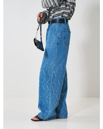 【YENN】 LASER CUT WIDE DENIM