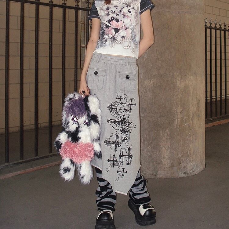 CFIERCE] Cross Printed Half Skirt | BYORI
