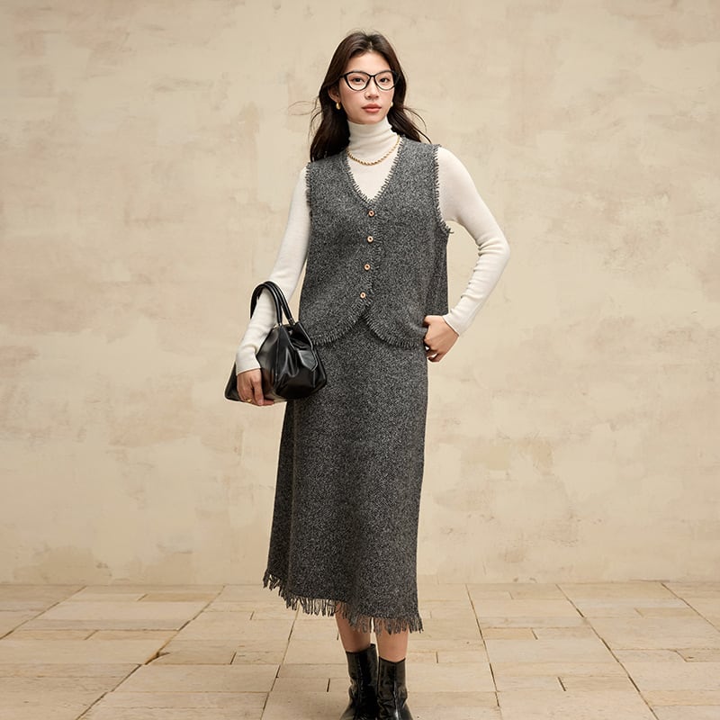 ウールセットアップ<ベスト&スカート> (2color) n18