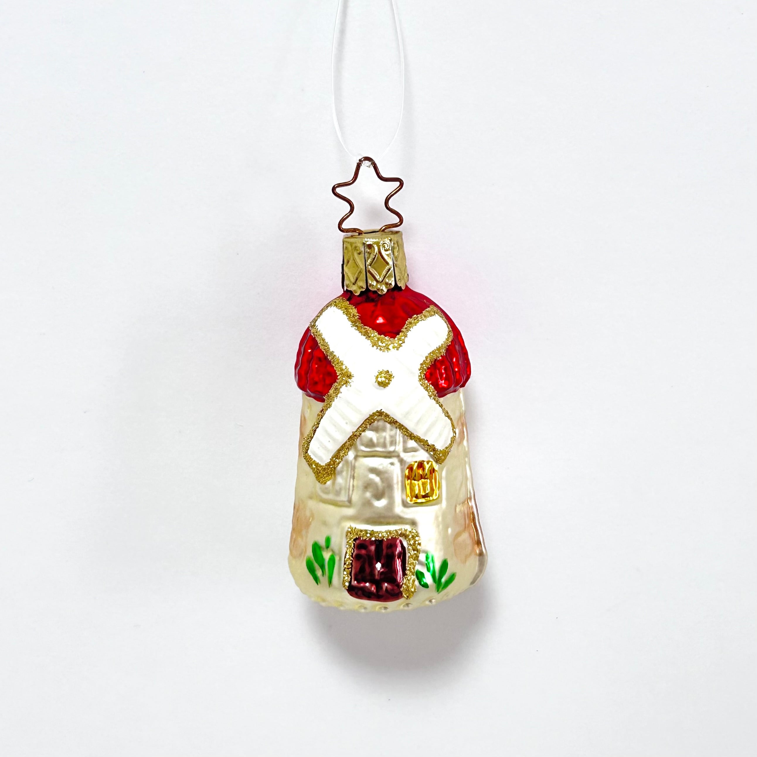 ビンテージ ドイツ INGE-GLAS社 ガラスオーナメント 風車小屋 9cm　