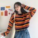✞ スタンダードストライプセーター ラウンドネックプルオーバー トップス ロング レトロ ✞ゴスロリ SM ミリ 甘ロリ クラロリ 和ロリ エレガント 黒ロリ 姫ロリ 華ロリ BB-BB54872323242