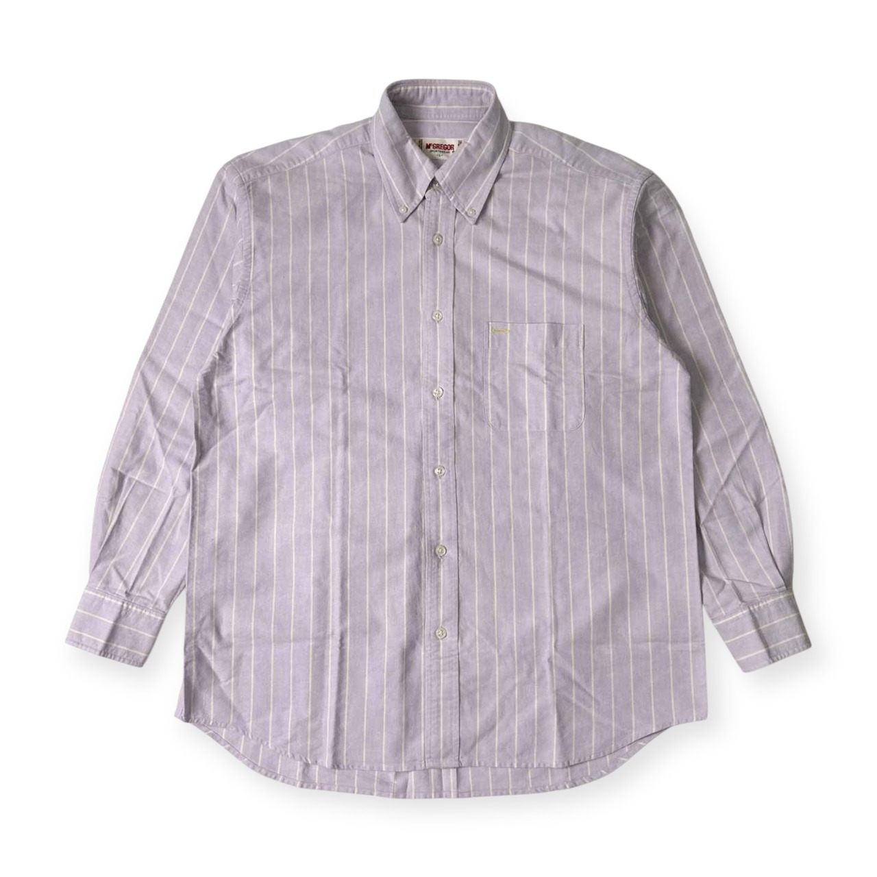90s McGREGOR SPORTSWEAR マクレガー ストライプ BD ボタンダウン オックスフォード 長袖シャツ L/パープル×アイボリー メンズ ビンテージ