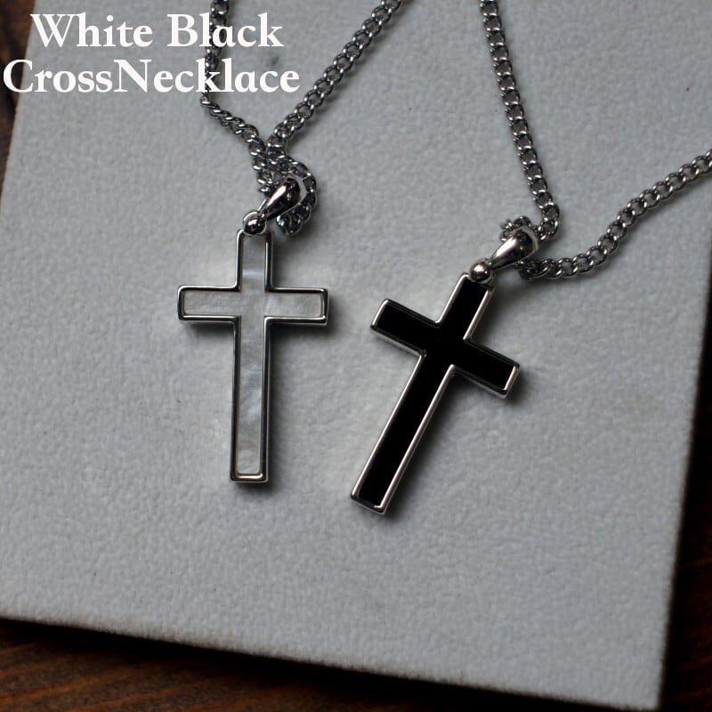 韓国　メンズ　十字架　ネックレス　ブラック　チェーン