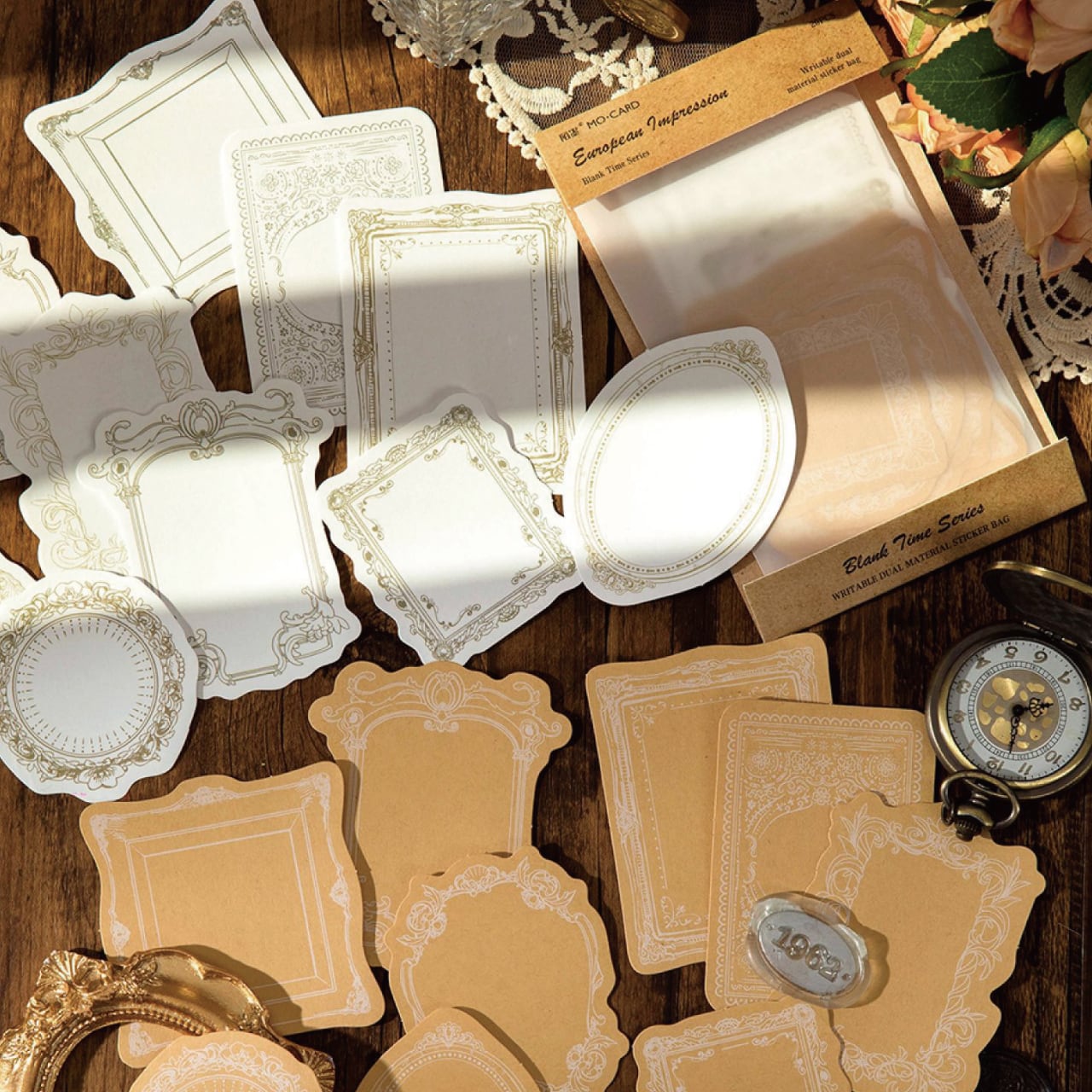 【人気タグ新色♡】コラージュ素材 厚紙錆タグ デジタルアーカイブ コラージュ素材 シール タグ風 メモ 6種 20枚入 レース ハート シール