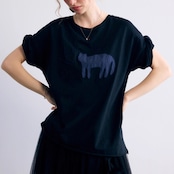 【2color】ナチュラルな魅力♡鳥と猫のワッペン刺繍クルーネックTシャツ 《P0213》