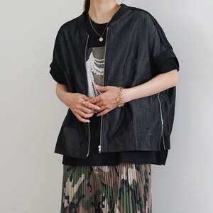 バックメッシュシャンブレーシャツ