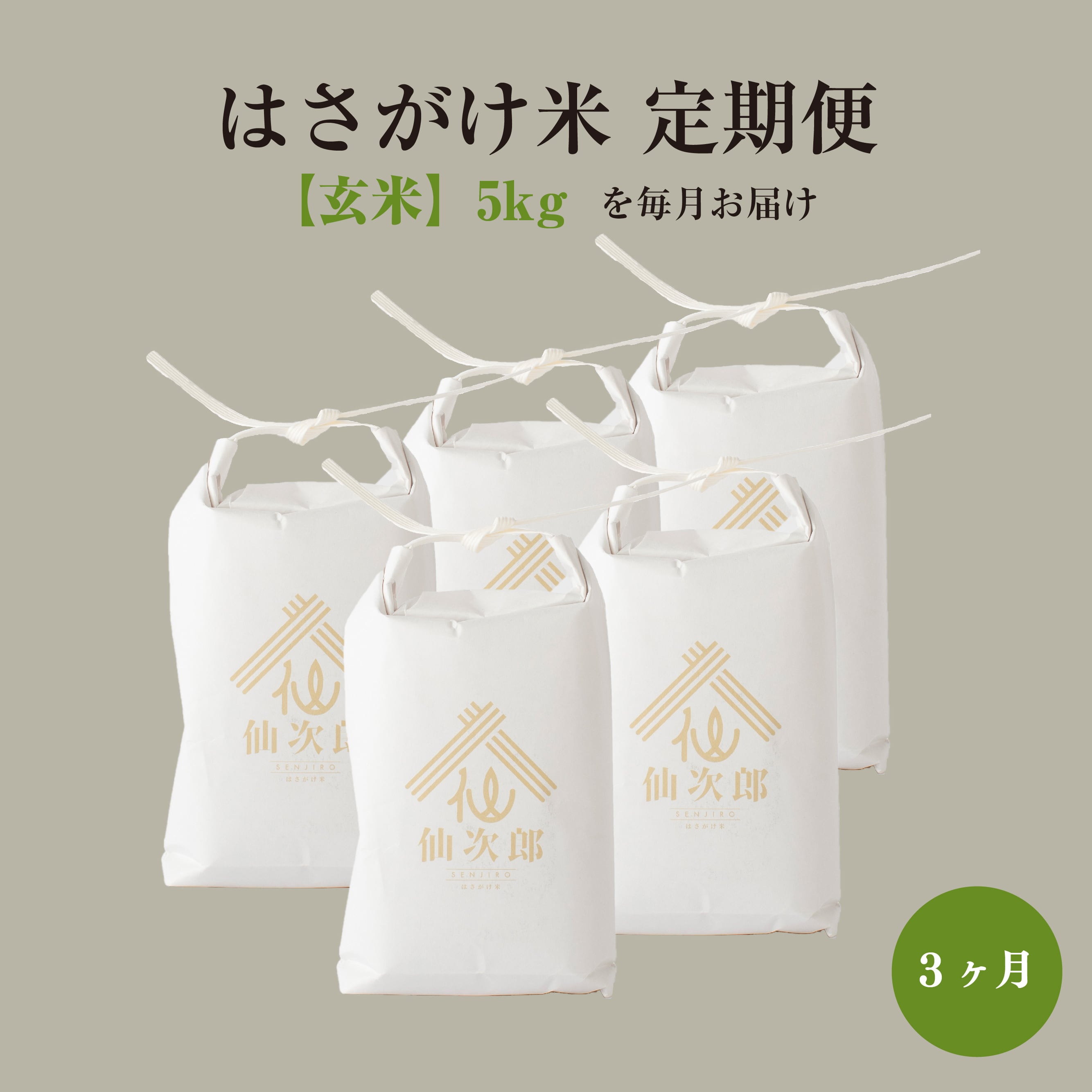 定期便】はさがけ米　[玄米　5kg　×　3ヶ月]　仙次郎はさがけ米