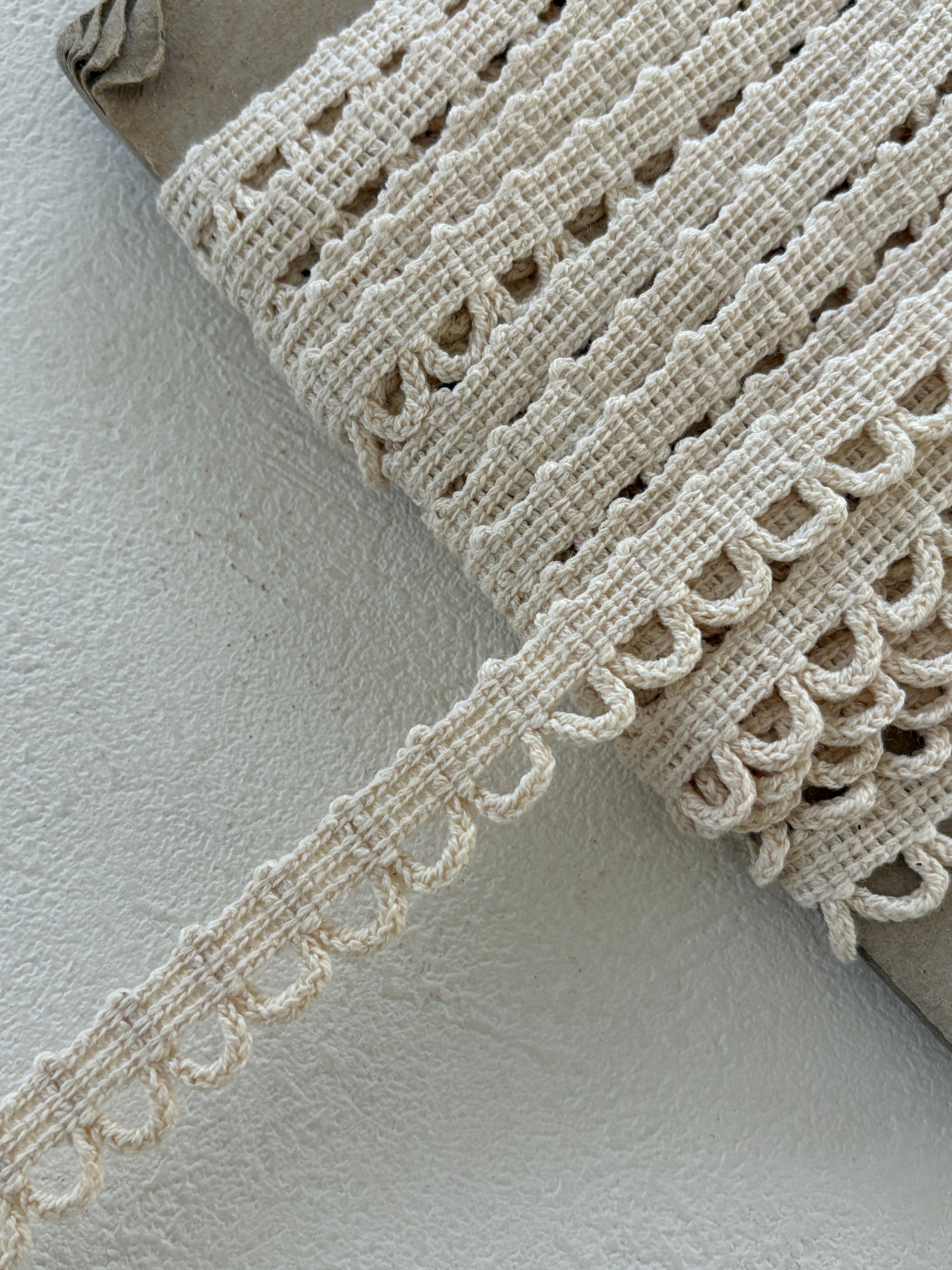 フランス Vintage ブレード リボン エクリュ 50cm/カット 8mm幅 カルトナージュ デコレーション材 ナチュラル