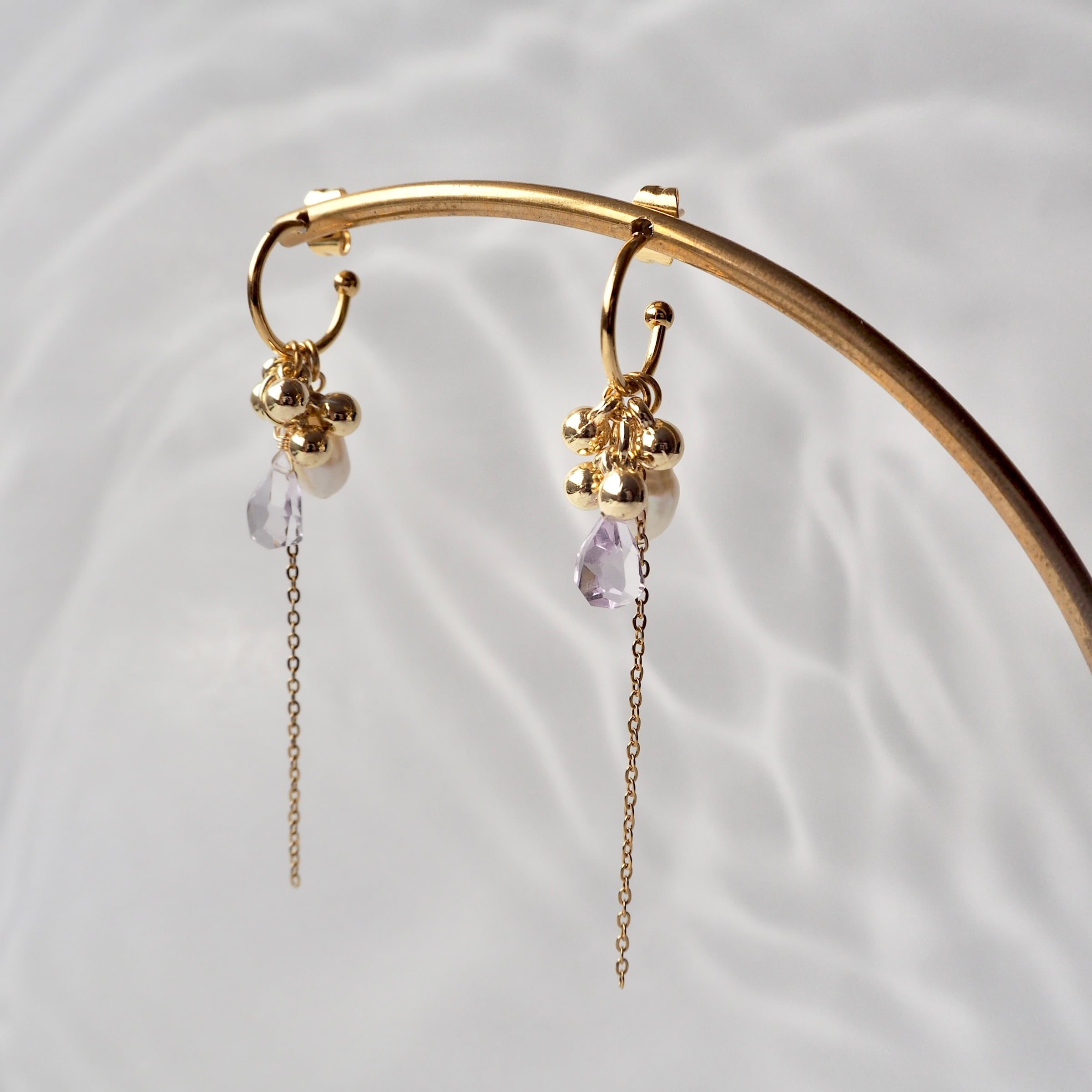 ピンクアメジストつぼみ着せ替えピアス/イヤリング ピンクアメジストつぼみ着せ替えピアス/イヤリング