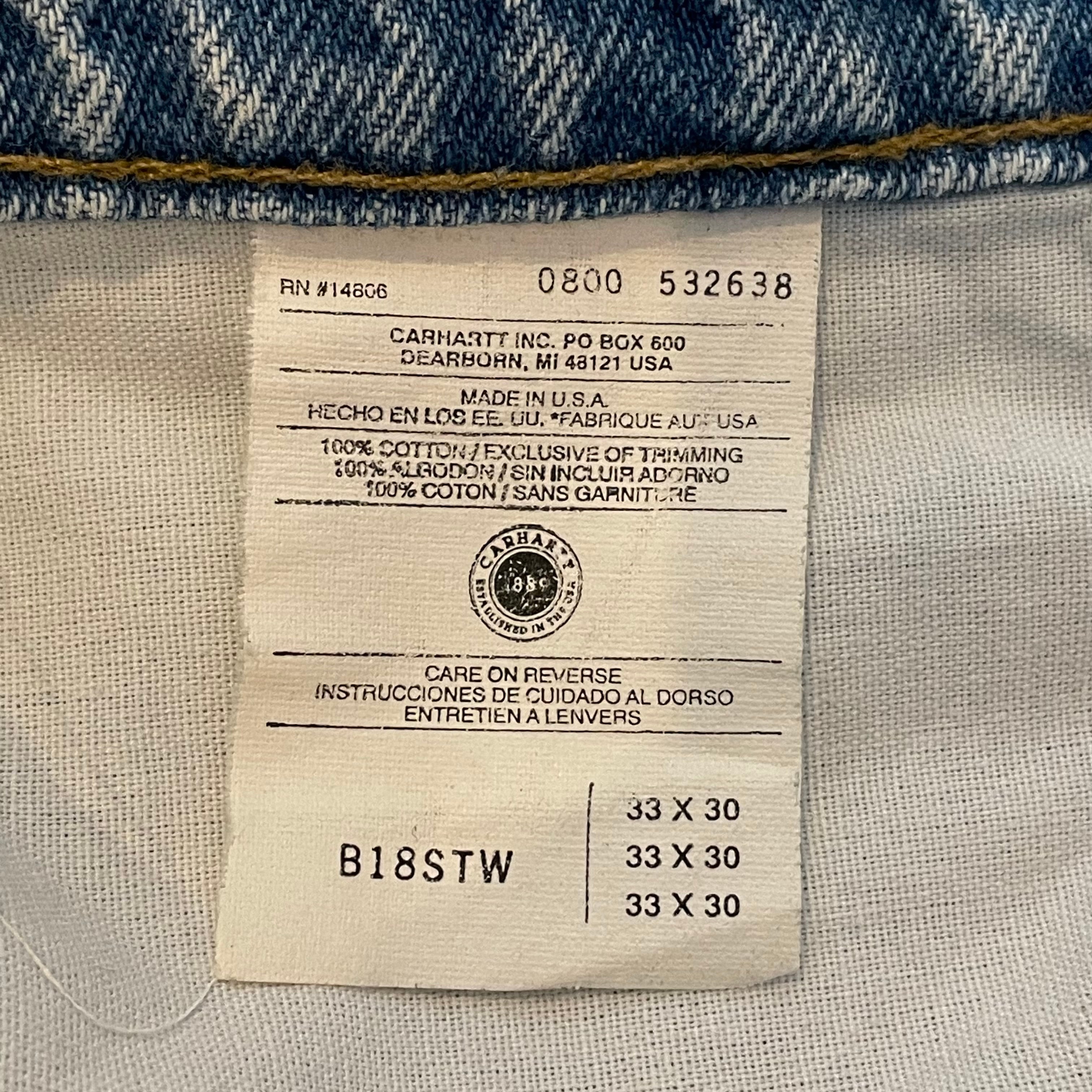 Carhartt】90s USA製 ジーンズ デニム ジーパン 33×30 カーハート US