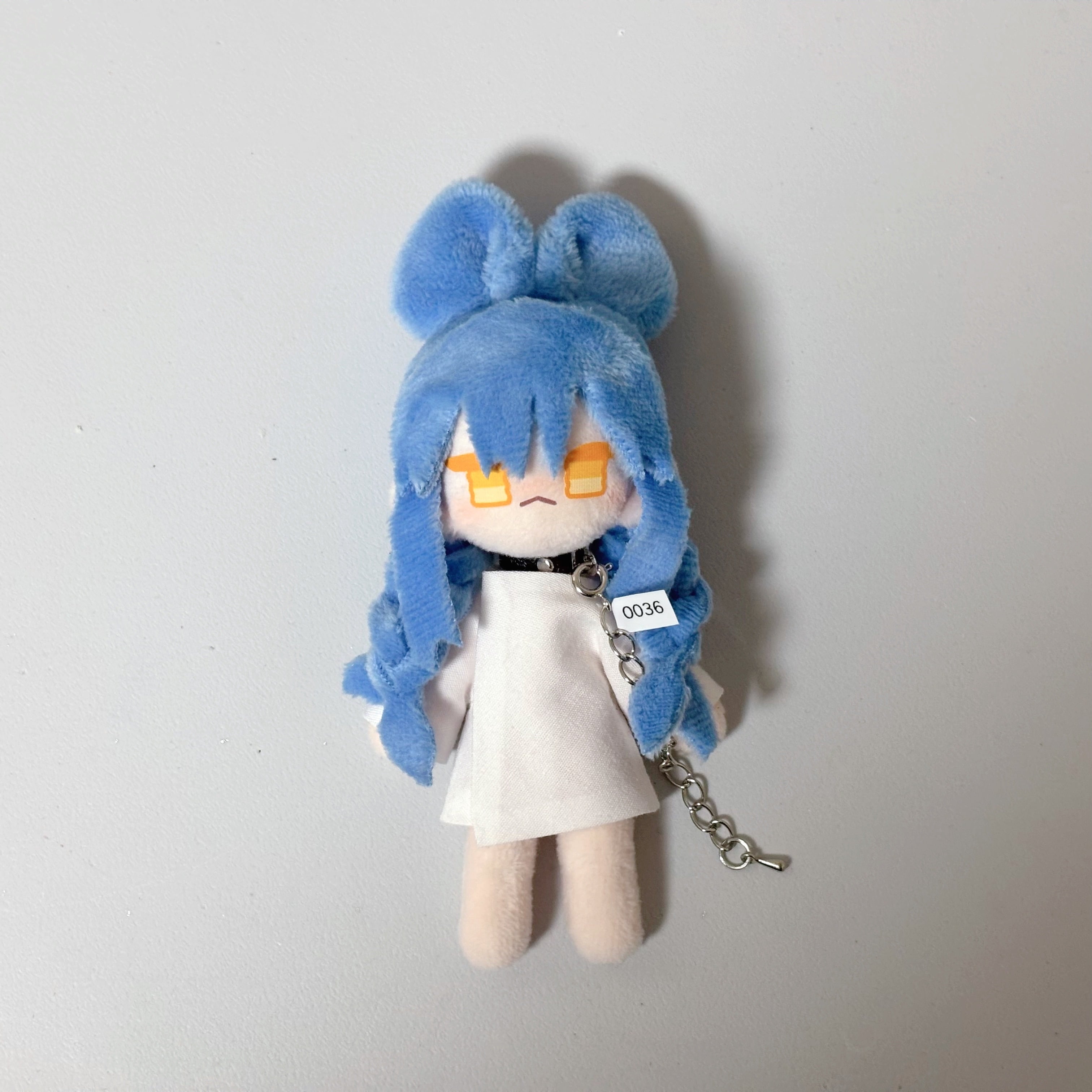 自作ぬいぐるみ・水色の女の子 無属性 自作ぬいぐるみ 水色✖️ブルーグラデ薔薇レース白リボンの