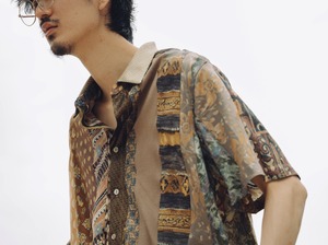 【KOH ISHIGURO】"再構築" REMAKE vintage tie striped patchwork short sleeve shirt