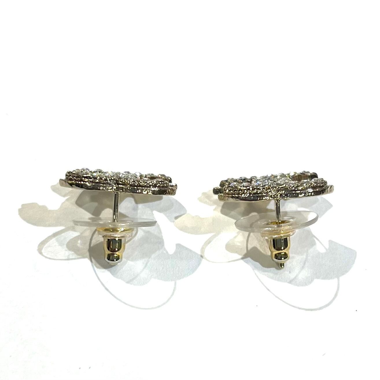 極美品【CHANEL 】2163 ラインストーンシャネルピアスシルバーCOCO